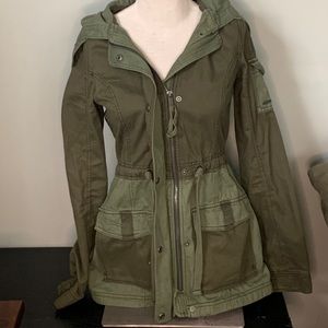 Hollister army green khaki jacket coat size XS